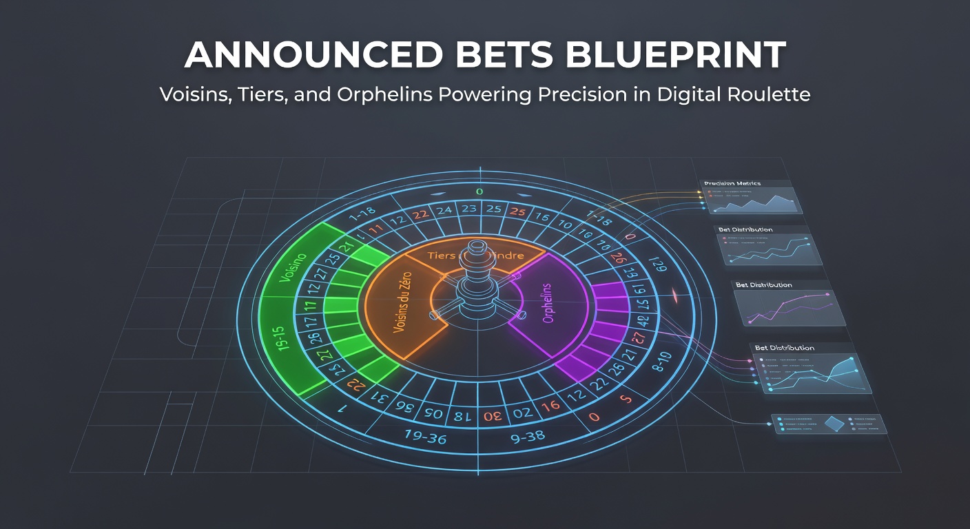 Digital roulette table displaying announced bets layout with Voisins, Tiers, and Orphelins sectors highlighted in vibrant colors