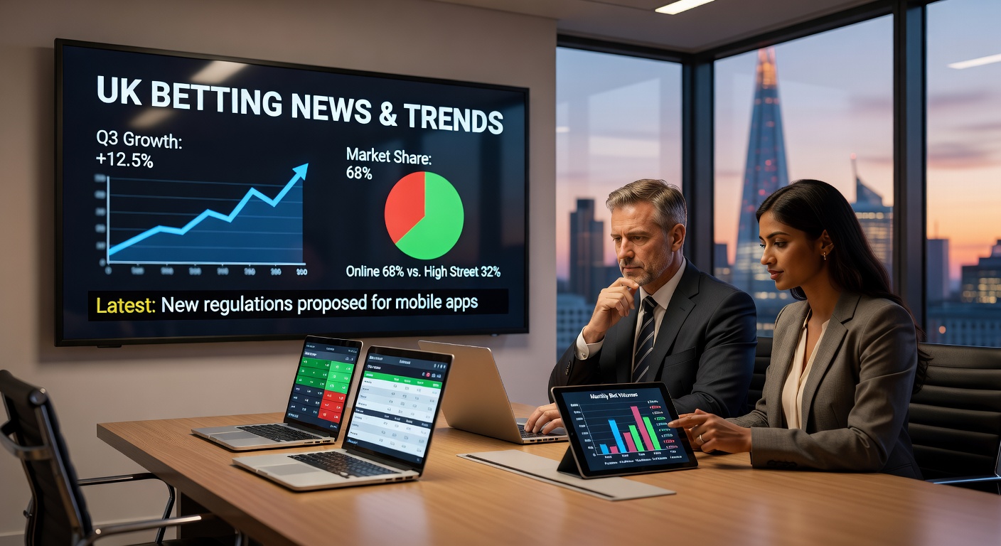 Illustration of UK Gambling Commission emblem with regulatory scales balancing player protection and industry rules