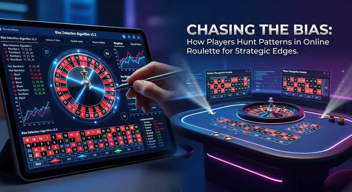 Online roulette wheel displaying a sequence of spins with highlighted patterns and tracking software overlay, illustrating players' search for biases in digital gameplay