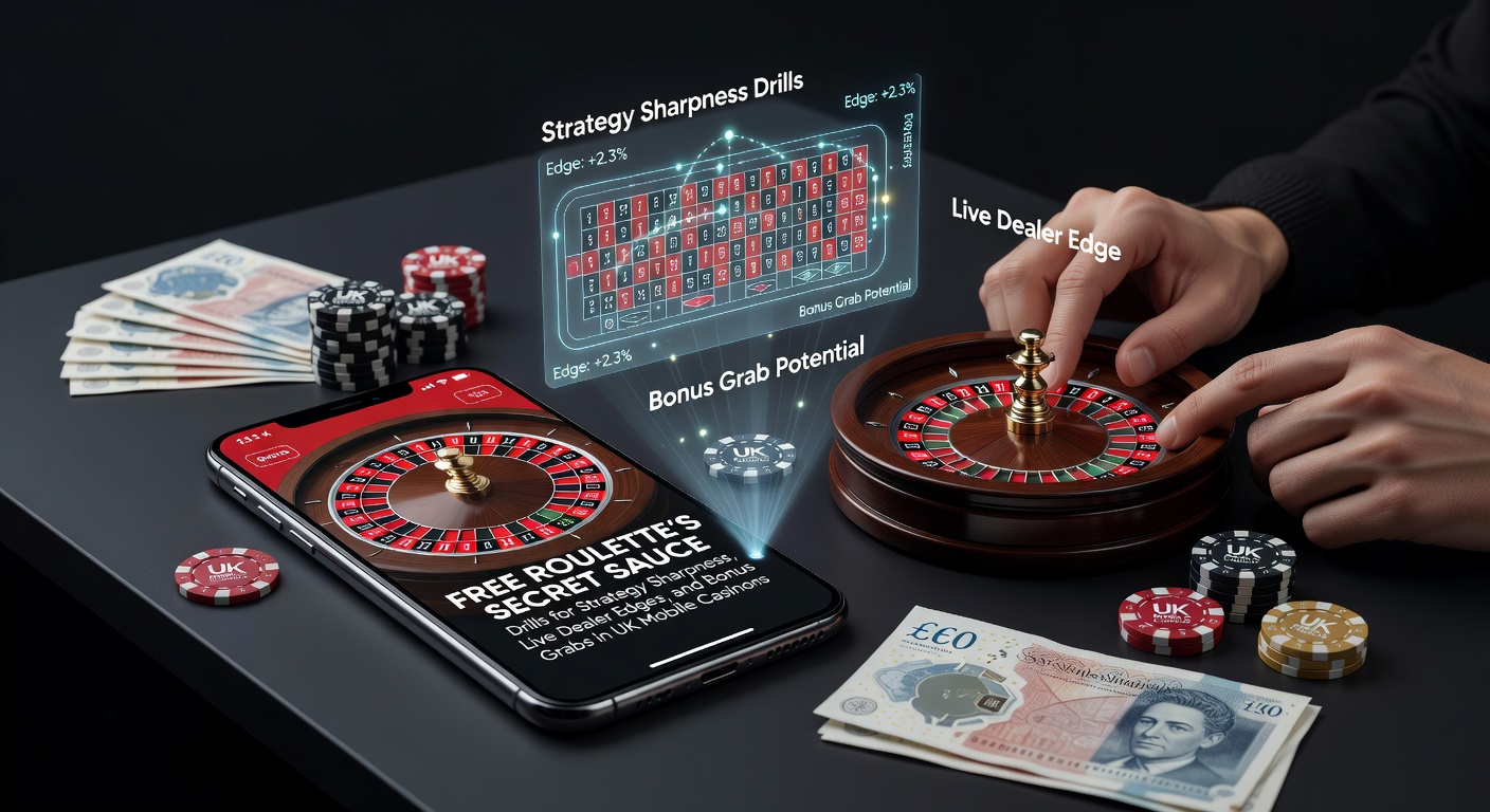 Mobile screen displaying free roulette game with strategy overlays and live dealer interface in a UK casino app