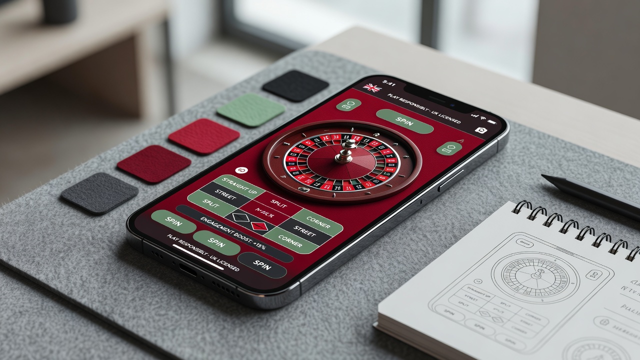 Close-up view of a mobile roulette app showing detailed felt texture and chip placement mechanics