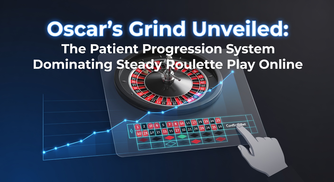 Illustration of a roulette wheel with betting chips arranged in a progressive pattern, highlighting Oscar's Grind strategy in action