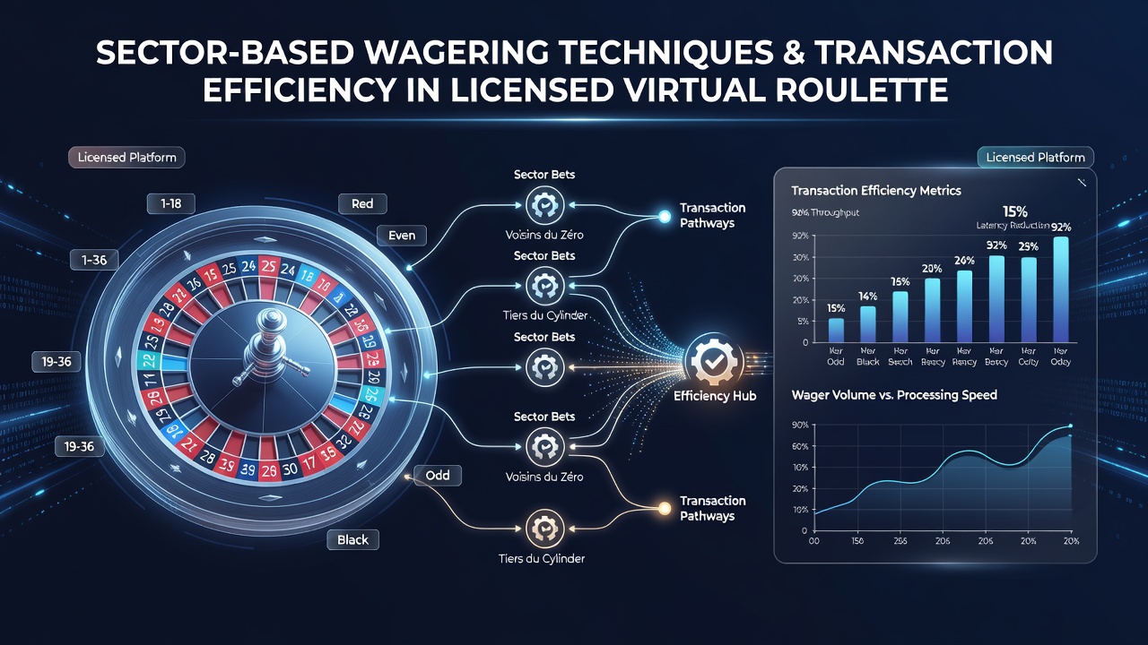Digital roulette wheel interface highlighting sector bet placements and transaction processing indicators