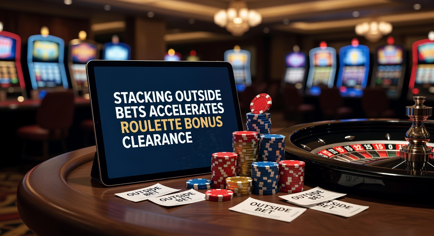 Roulette table showing multiple outside bets placed on red, even, and high numbers, illustrating a stacked betting layout for bonus clearance