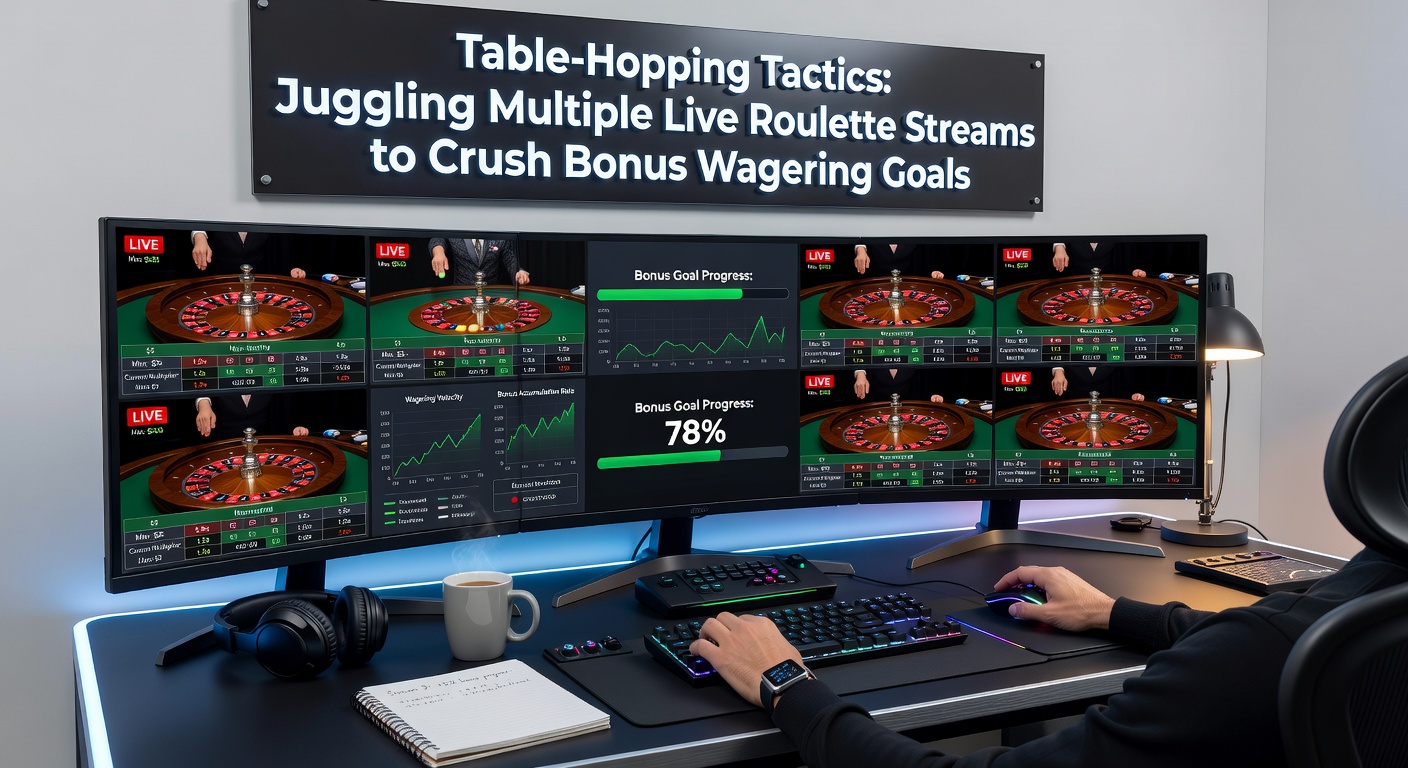 A multi-screen setup showing several live roulette tables streaming simultaneously, with a player interface highlighting active bets across streams