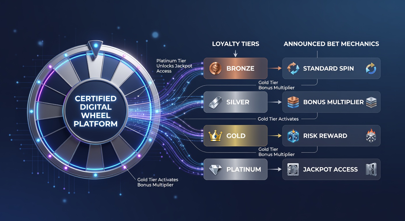 Certified digital wheel platform dashboard displaying tier progression alongside announced bet configuration tools