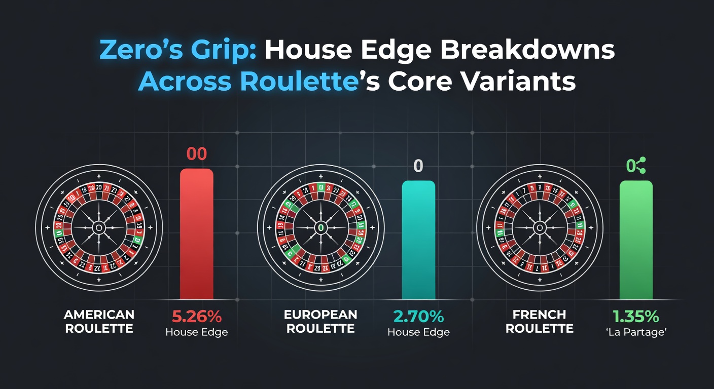 Comparison chart of roulette wheels: European single zero versus American double zero, illustrating pocket differences and edge impacts
